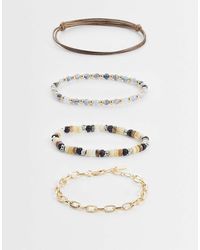 ASOS - 4 Pack Beaded Rope And Chain Bracelets - Lyst