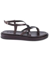 OFF THE HOOK - Zen Leather Strappy Toe Loop Sandals With Ankle Strap - Lyst