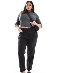 ASOS - Vaqueros Mom Negro Lavado Cómodos De Corte Slim De Asos Design Curve - Lyst