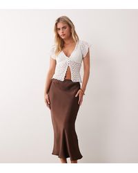 New Look - Satin Bias Midi Skirt - Lyst