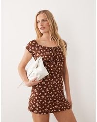 Wednesday's Girl - Wednesdays Girl Jersey Milkmaid Short Sleeve Mini Dress - Lyst