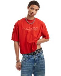 ASOS - Camiseta corta roja extragrande con estampado "new york" - Lyst