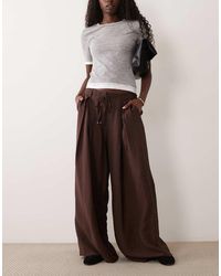 ASOS - Textured Wide Leg Trousers With Tie Waist - Lyst