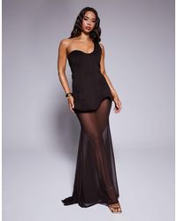 ASOS - Premium Maxi Dress With Asymmetric Neckline And Contrast Skirt - Lyst