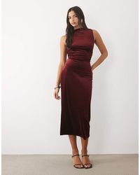 Nobody's Child - Margot Velvet Boat Neck Open Back Bow Detail Midi Dress - Lyst