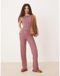 ASOS - Gestreepte Gebreide Broek Met Wijde Pijpen - Lyst