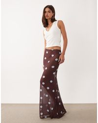 ASOS - Printed Mesh Sheer Maxi Column Skirt - Lyst