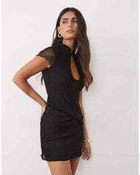ASOS - Co-Ord Mesh Mini Skirt With Lace Detail - Lyst