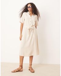 Jdy - Linen Mix Midi Shirt Dress - Lyst