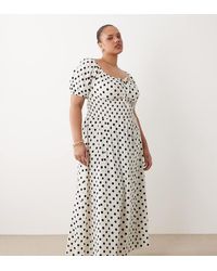Esmee Curve - Tie Front Puff Sleeve Beach Maxi Dress - Lyst