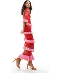 Never Fully Dressed - Contrast Crochet Maxi Dress - Lyst