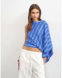 TOPSHOP - Stripe Distorted Cape Top - Lyst