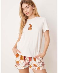 Chelsea Peers - Poly Short Sleeve T-shirt And Shorts Set - Lyst