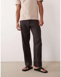 Abercrombie & Fitch - Straight Fit Smart Linen Mix Trousers - Lyst