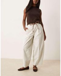 ASOS - Pantaloni Sartoriali A Cilindro Color Pietra Con Pieghe - Lyst