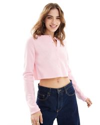 ASOS - Knitted Crew Neck Cropped Cardigan - Lyst