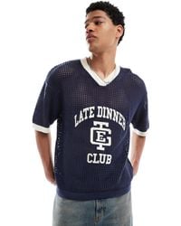 Bershka - Knit Mesh Late Club T-shirt - Lyst