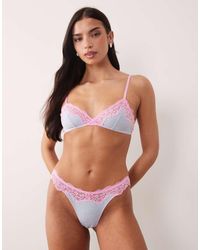 ASOS - Carmen Rib Lingerie Thong With Lace Trim - Lyst