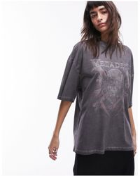 TOPSHOP - T-shirt oversize antracite con stampa dei megadeath su licenza - Lyst