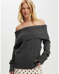 Cotton On - Fluffy Cable Off Shoulder Knit - Lyst
