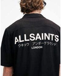 AllSaints - Camisa Negro Azabache Y Color Crudo De Manga Corta De Underground - Lyst