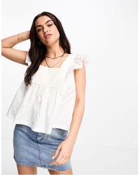 Vero Moda - Square Neck Smock Top With Lace Front - Lyst
