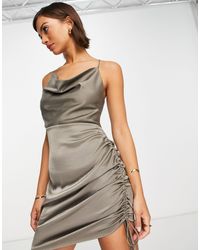 Envii Satin Slip Mini Dress - Grey