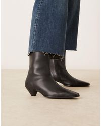 ASOS - – rhodes – ankle-boots aus em leder mit kantiger zehenpartie und absatz - Lyst