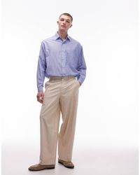 TOPMAN - – weit geschnittene hose aus leinenmix - Lyst