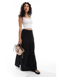 Pieces - Tiered Boho Midi Skirt - Lyst
