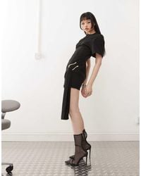 Lioness - Martini Structured High Neck Drape Waist Metal Hardware Detail Mini Dress - Lyst