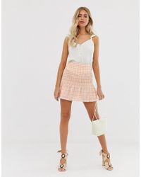 ASOS Karierter Minirock mit gekräuselter Taille - Pink