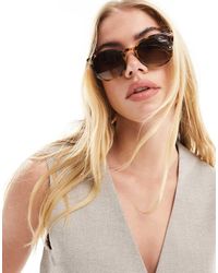 ASOS - Occhiali Da Sole Rotondi Con Montatura Sottile Marroni Tartarugati - Lyst