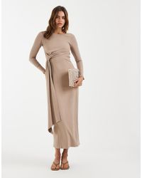 4th & Reckless - Soft Touch Twist Front Drape Detail Maxi Dress - Lyst