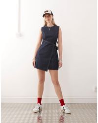 Collusion - Denim Mini Dress With Wrap Detail - Lyst