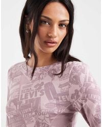 Levi's - T-Shirt Met Lange Mouwen En All-Over Print - Lyst
