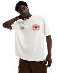ASOS - Camiseta blanco hueso extragrande con detalles bordados - Lyst