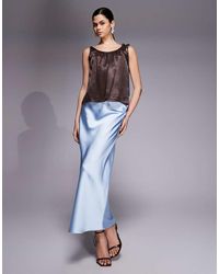 River Island - Satijnen Maxi Rok - Lyst