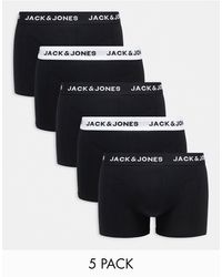 Jack & Jones - Confezione da 5 paia di boxer aderenti neri e bianchi con logo sulla fascia - Lyst