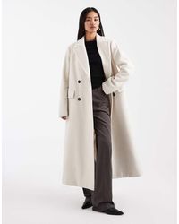 4th & Reckless - Wool Look Double Breasted Longline Structured Formal Coat - Lyst