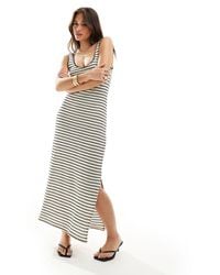Mango - Crochet Stripe Midi Dress - Lyst