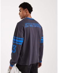 ASOS - Oversized Long Sleeve T-Shirt With Print And Contrast Collar - Lyst