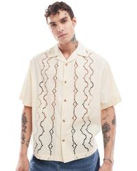 ASOS - Short Sleeve Boxy Oversized Camp Collar Shirt With Placement Broderie - Lyst