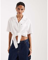 Tommy Hilfiger - Textured Tie Front Short Sleeve Shirt - Lyst