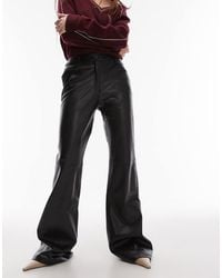 Mango - Flare Leg Leather Look Trouser - Lyst