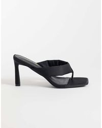 London Rebel - Seren Satin Thong Heeled Sandals - Lyst