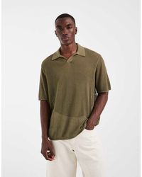 ASOS - Relaxed Short Sleeve Knitted Mesh Notch Neck Polo - Lyst