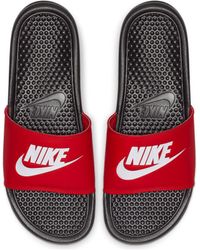 Nike Benassi Solarsoft Slides in Grey/Red (Gray) for Men | Lyst