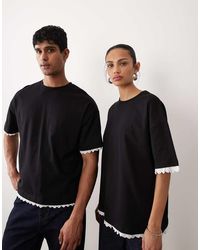 Sister Jane - Unisex Contrast Frill Trim Oversized Cotton T-shirt - Lyst