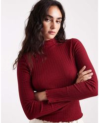 Miss Selfridge - Geribbelde Hoogsluitende Top - Lyst